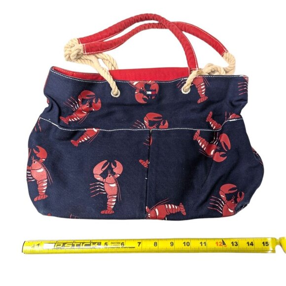 Tommy Hilfiger Navy Nautical Cape Cod Lobster Canvas Shoulder Bag Tote Purse - Picture 7 of 10
